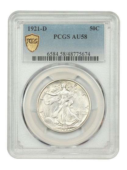 1921-D 50C PCGS AU58 - Walking Liberty Half Dollar - Key Date