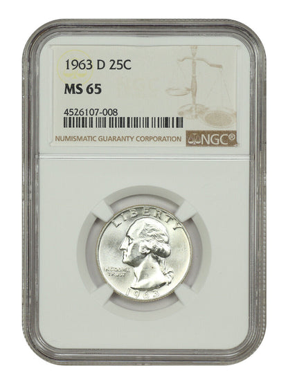 1963-D 25C NGC MS65 - Washington Quarter