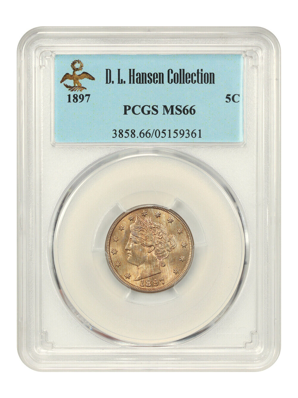 1897 5c PCGS MS66 ex: D.L. Hansen