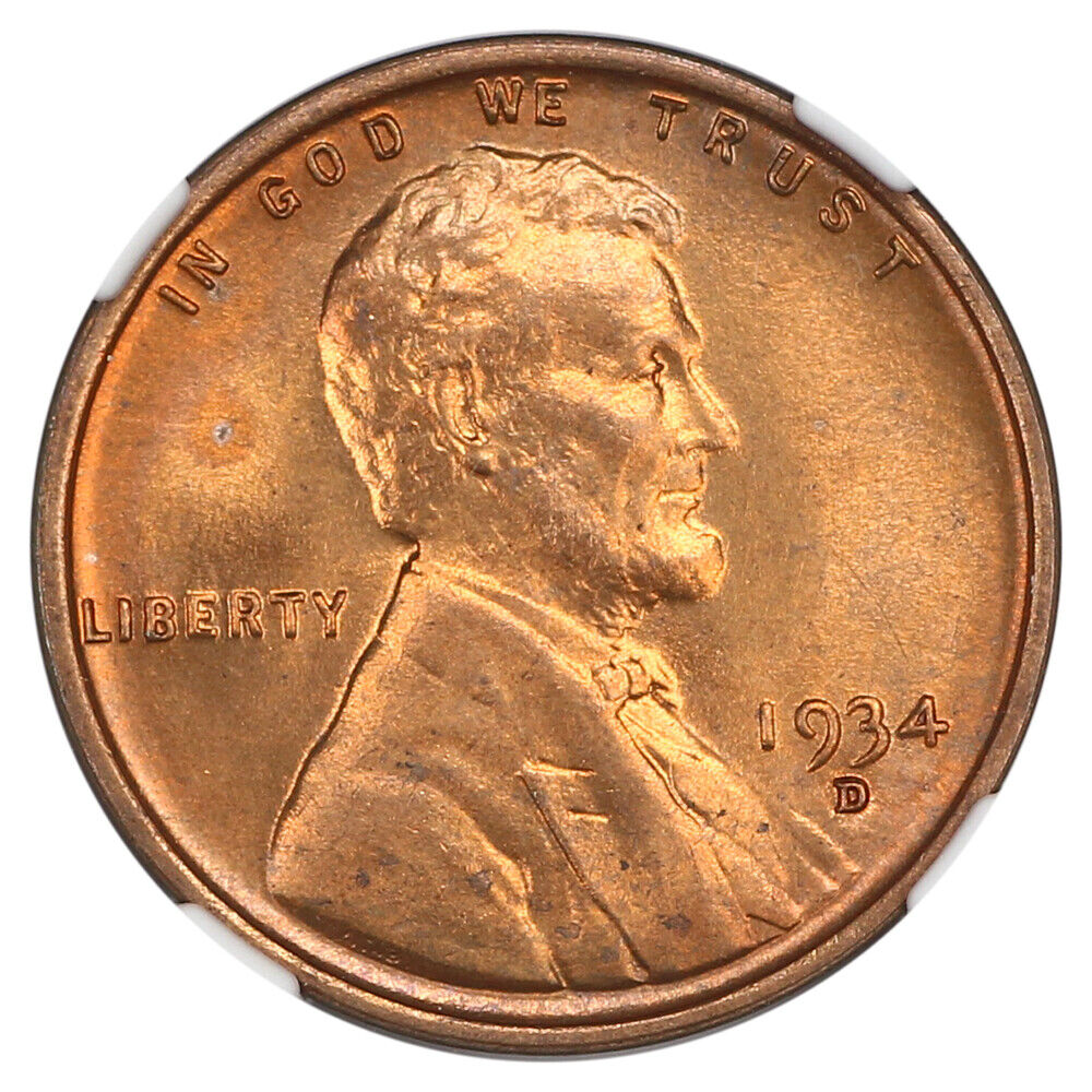 1934-D 1C NGC MS67RD - Lincoln Cent (Wheat Reverse)