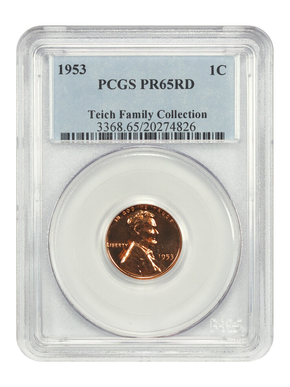 1953 1C PCGS PR65RD - Lincoln Cent (Wheat Reverse)