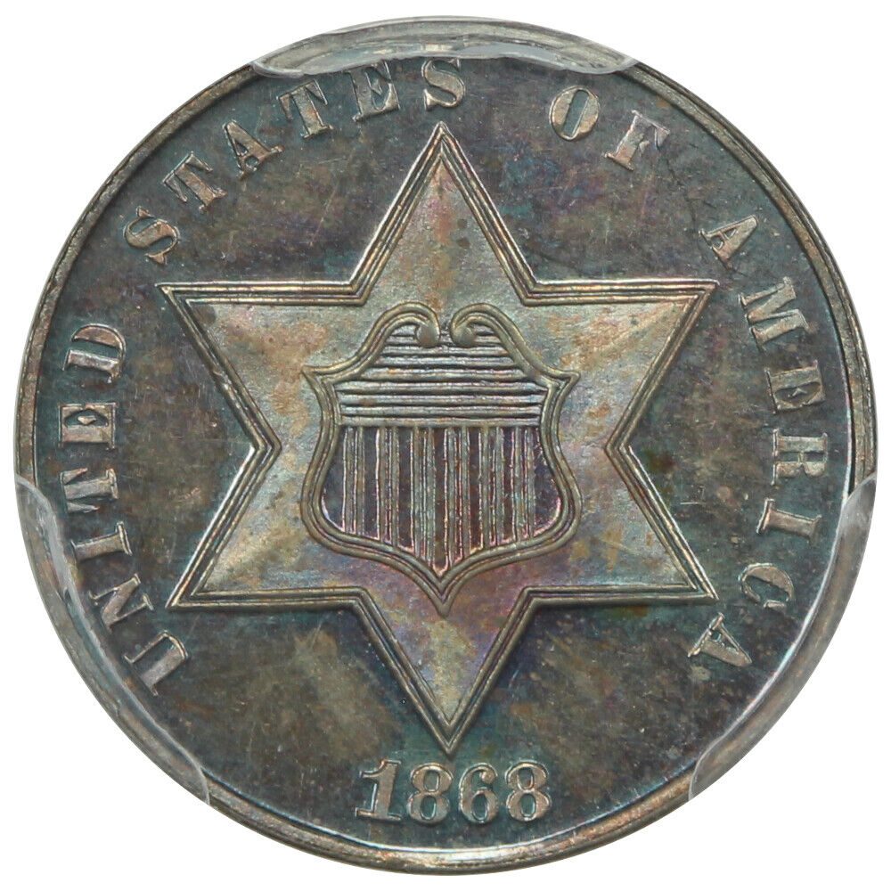 1868 3CS PCGS PR67 ex: D.L. Hansen