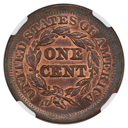 1852 1C NGC MS66RB - Braided Hair Cent