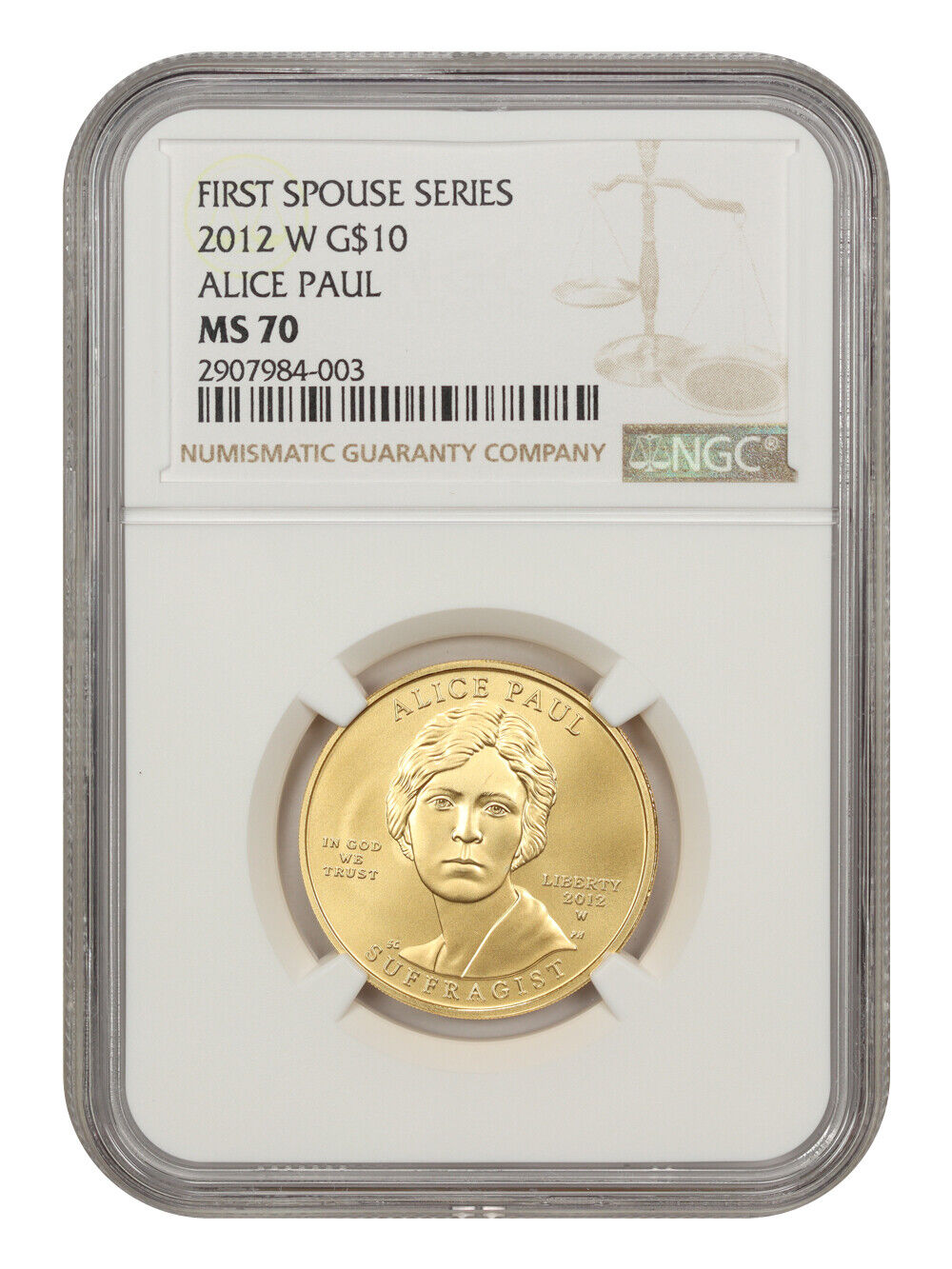 2012-W $10 Alice Paul NGC MS70