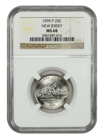 1999-P 25C New Jersey NGC MS68 - Washington 50 States Quarters