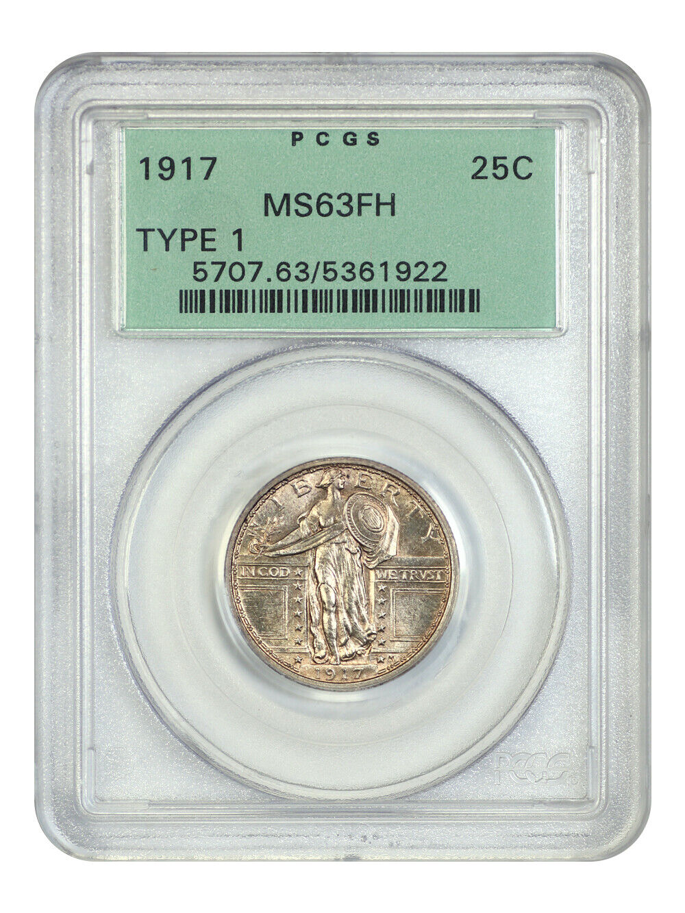 1917 25C PCGS MS63FH (Type 1, OGH) - Standing Liberty Quarter