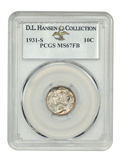 1931-S 10C PCGS MS67FB ex: D.L. Hansen