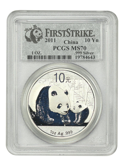 China: 2011 10Yn Silver Panda PCGS MS70 (First Strike) - Other