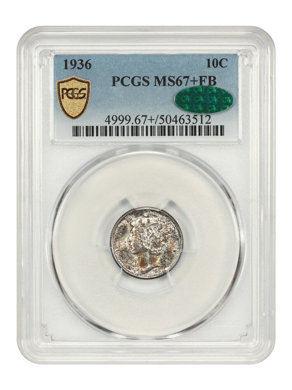 1936 10C PCGS/CAC MS67+FB - Mercury Dime