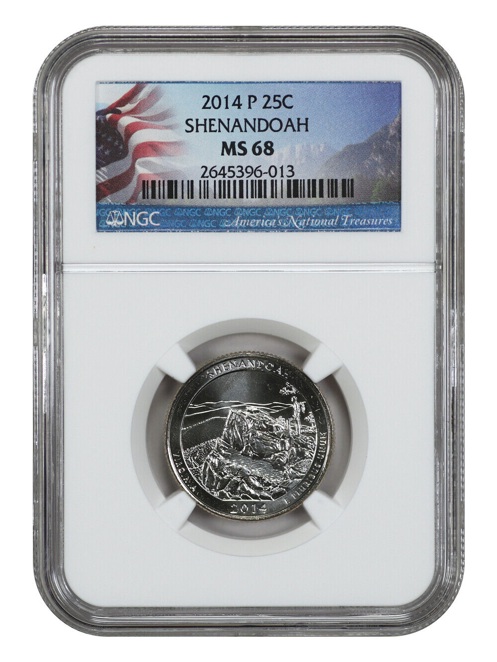 2014-P 25C Shenandoah NP NGC MS68 - Type 1 - Clad