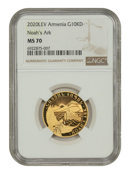 Armenia: 2020LEV 10,000 Gold Dram NGC MS70 (Noah's Ark) - Other