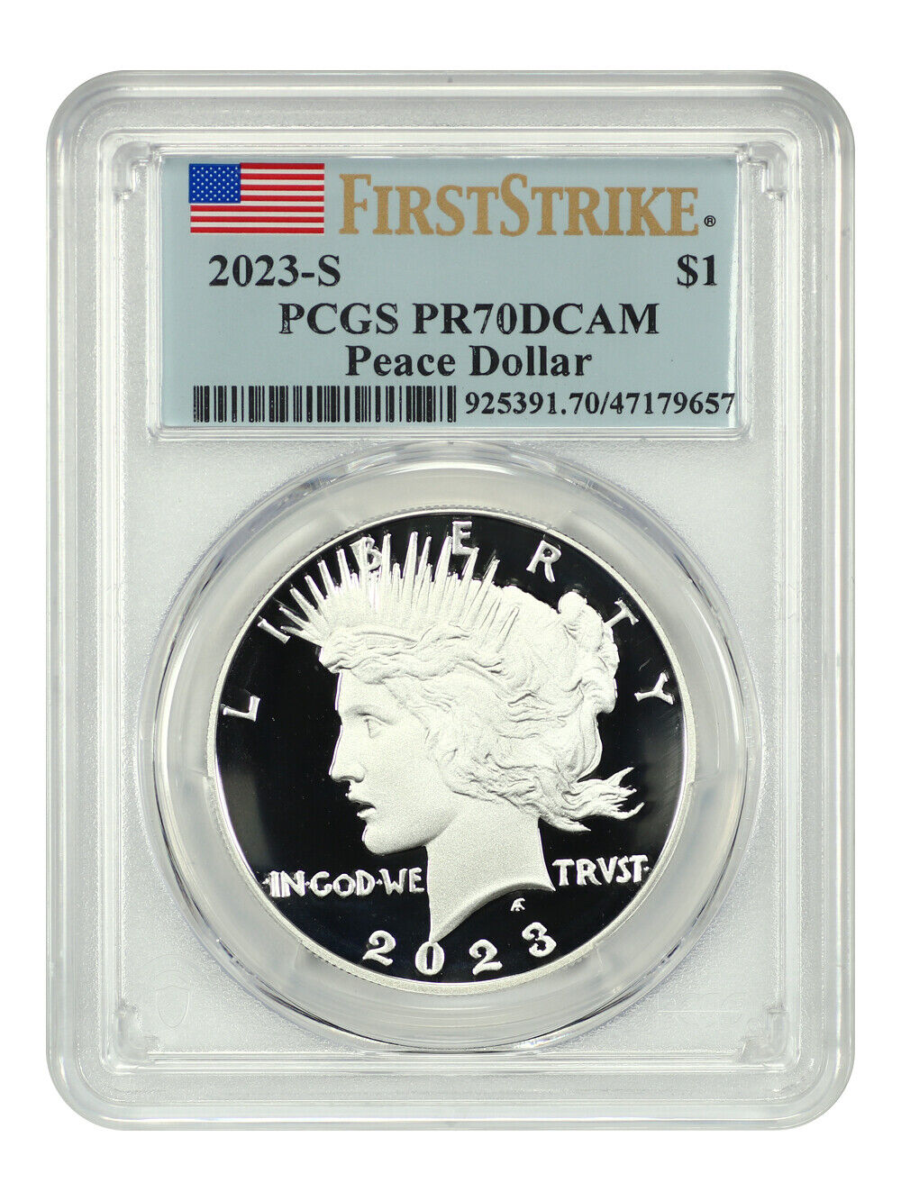 2023-S $1 Peace Dollar PCGS PR70DCAM (First Strike)