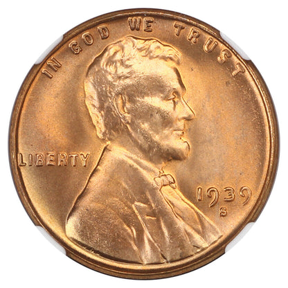 1939-S 1C NGC MS67+RD - Lincoln Cent (Wheat Reverse)