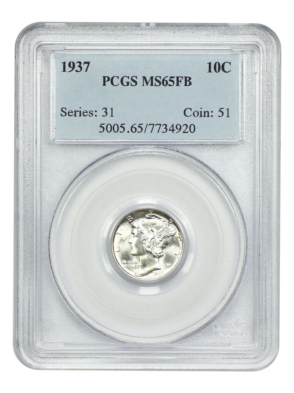 1937 10C PCGS MS65FB