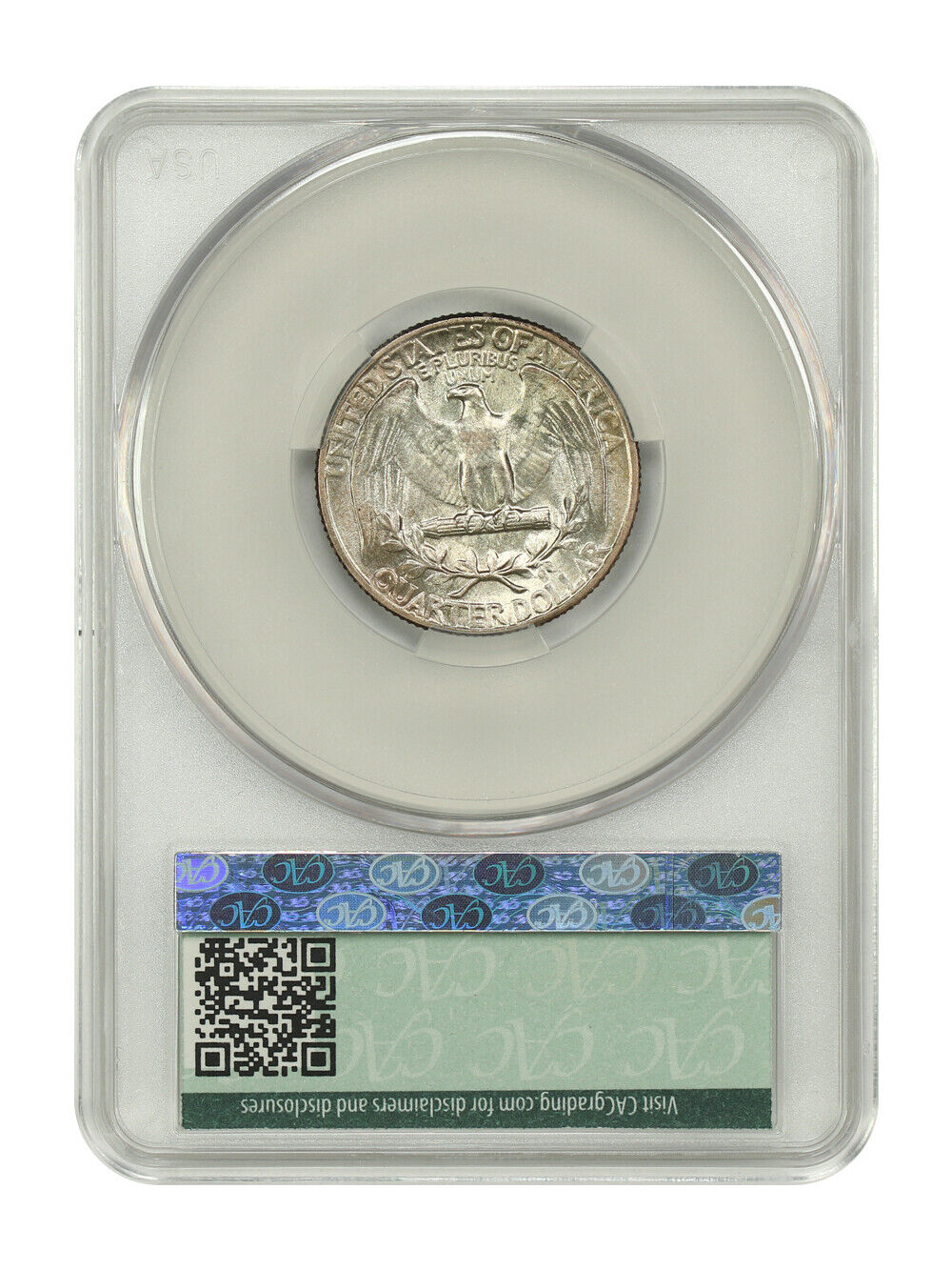 1947 25C CACG MS67+ - Washington Quarter - Colorful Obverse Toning