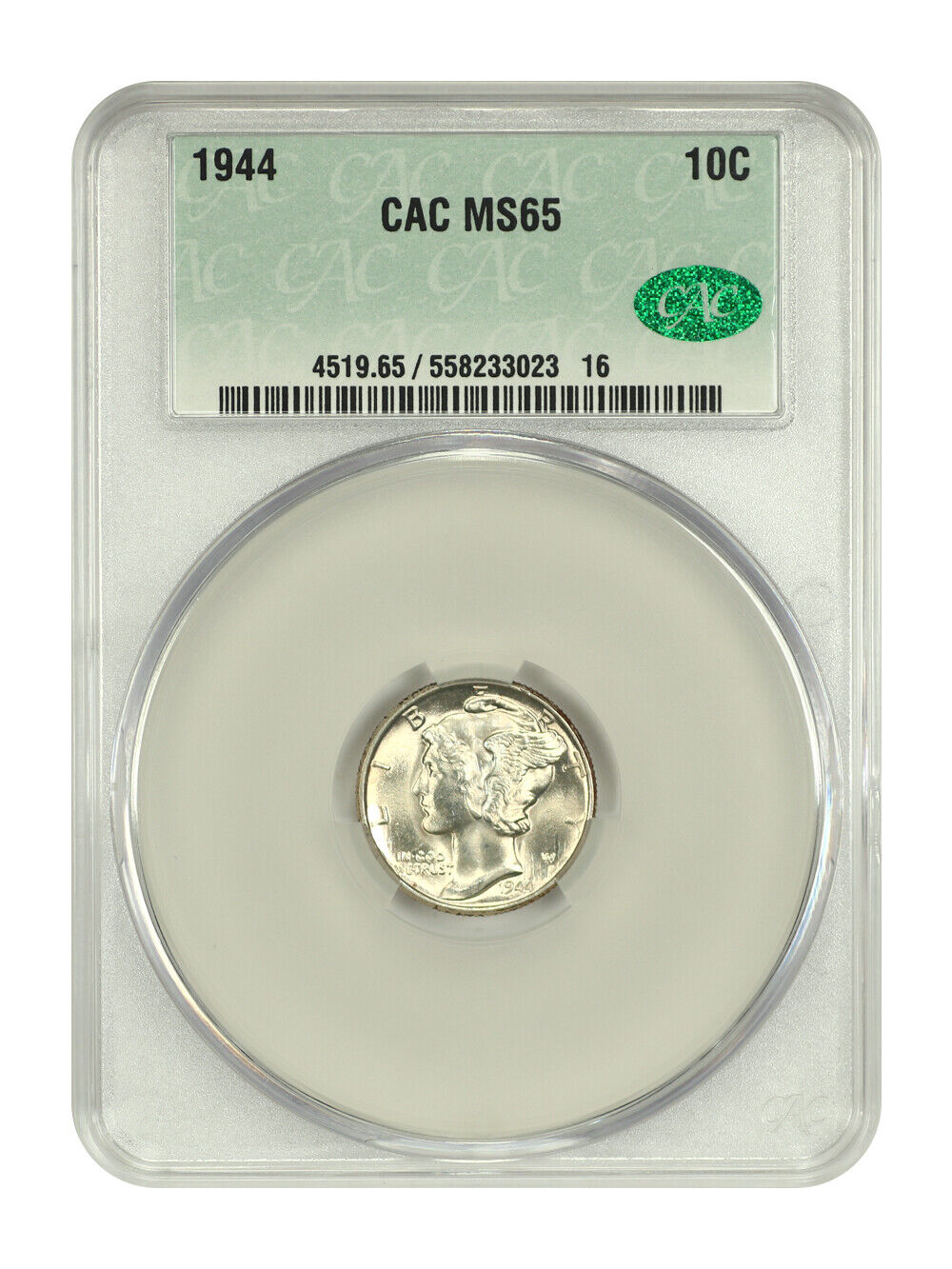 1944 10C CACG MS65 - Mercury Dime