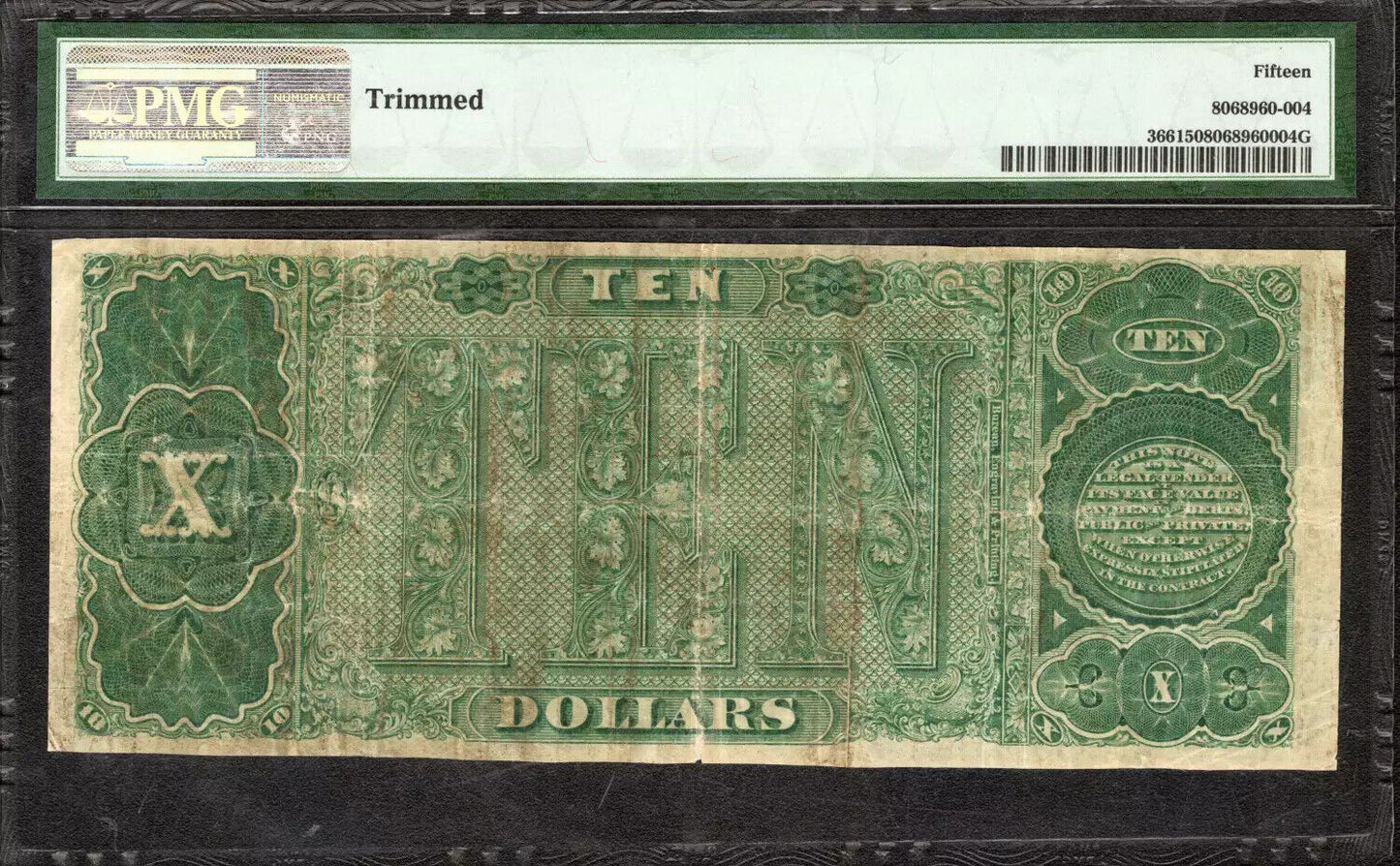 1890 $10 TREASURY NOTE STAR NOTE FR.366 ROSECRANS HUSTON PMG 15 CH FINE (531*)