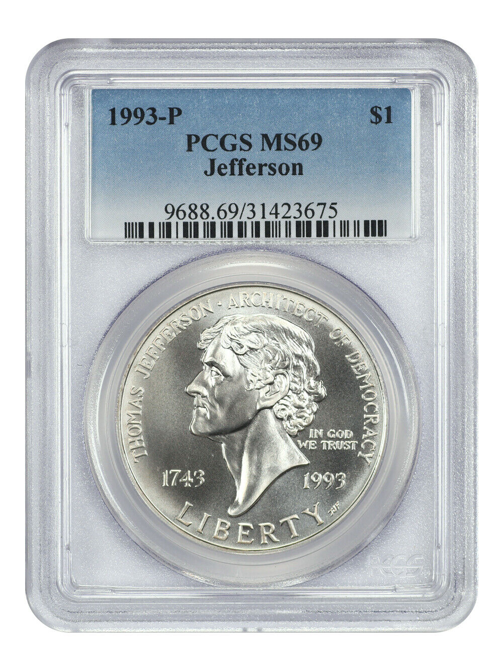 1993-P $1 Jefferson PCGS MS69