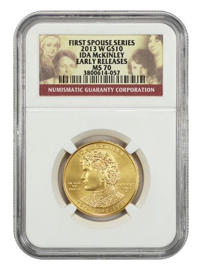 2013-W $10 Ida McKinley NGC MS70 (Early Releases) - First Spouses