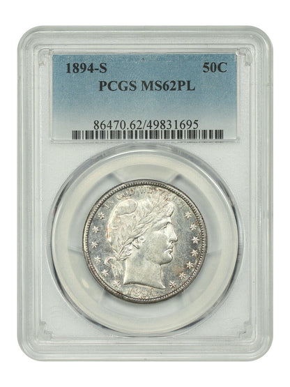 1894-S 50C PCGS MS62PL - Barber Half Dollar