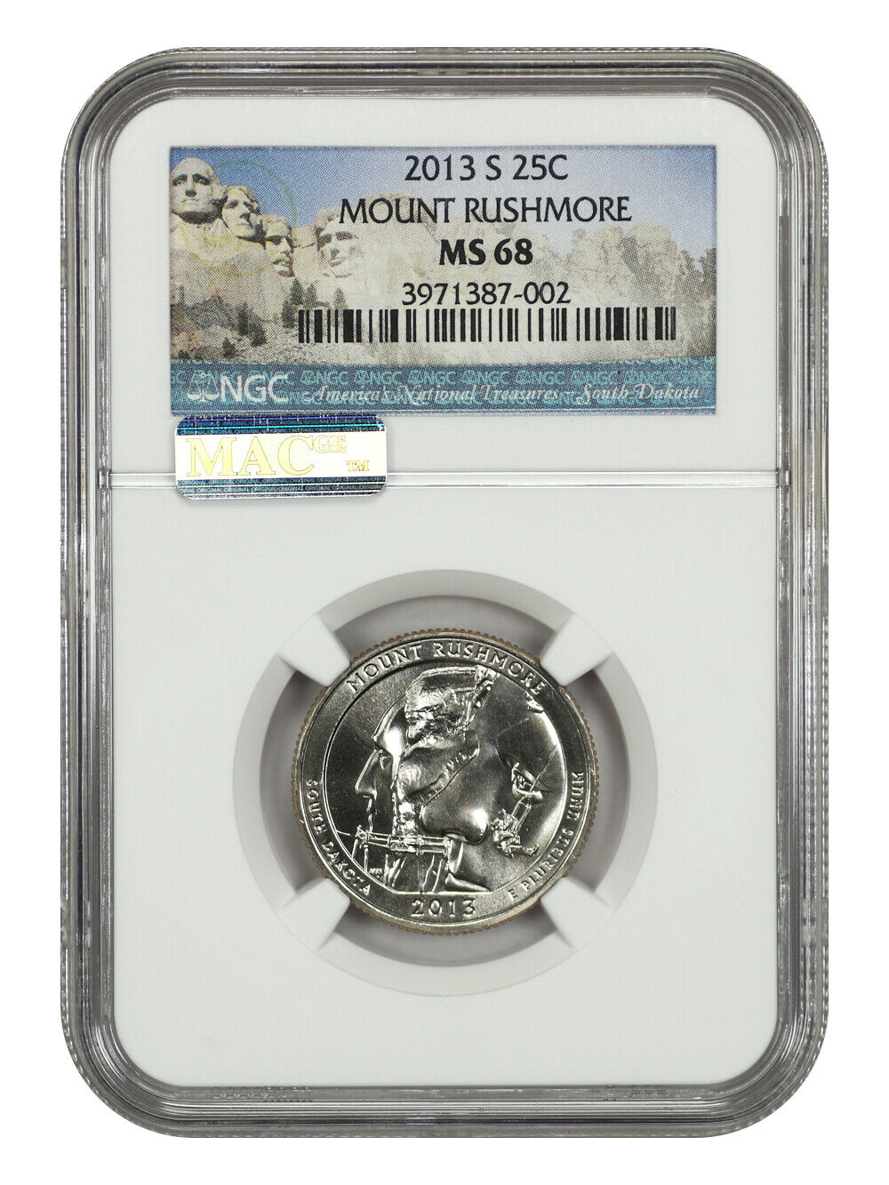 2013-S 25C Mount Rushmore NP NGC MS68 - Type 1 - Clad