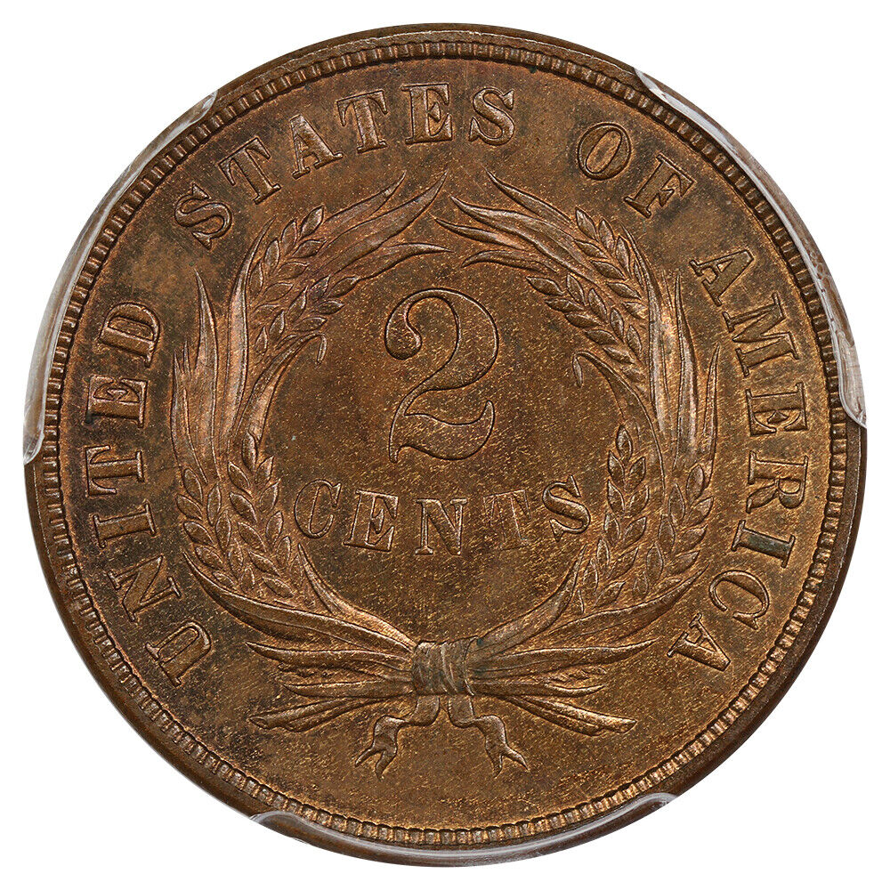 1872 2c PCGS/CAC MS65+ RB ex: D.L. Hansen