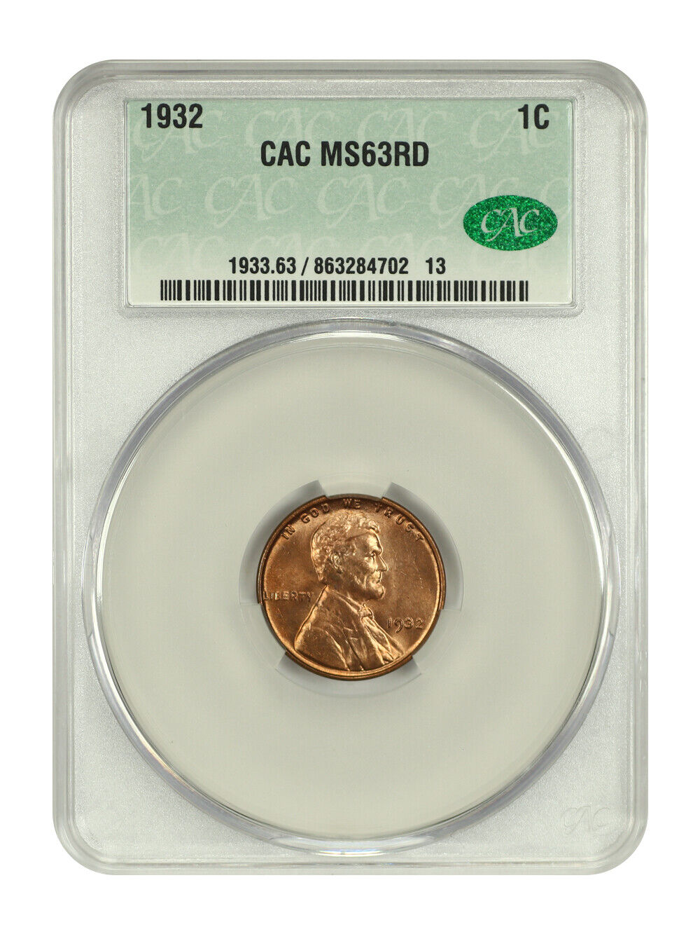 1932 1C CACG MS63RD - Lincoln Cent (Wheat Reverse)