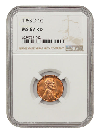 1953-D 1C NGC MS67RD