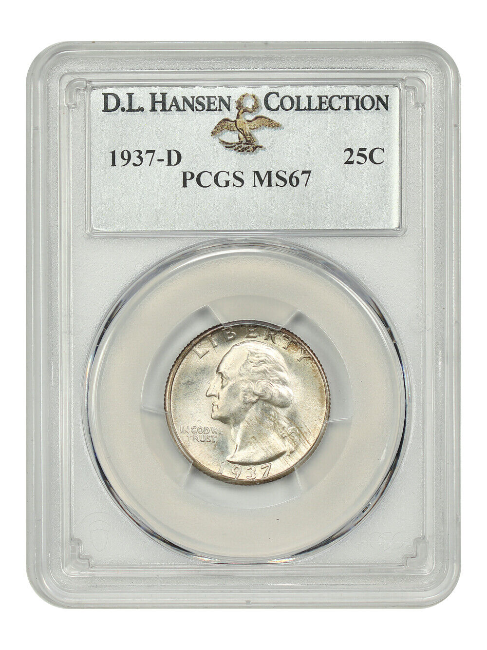 1937-D 25C PCGS MS67 ex: D.L. Hansen - Washington Quarter - Premium Gem!