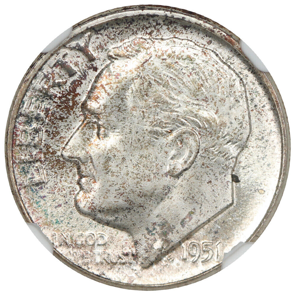 1951 10C NGC MS67+FB - Roosevelt Dime