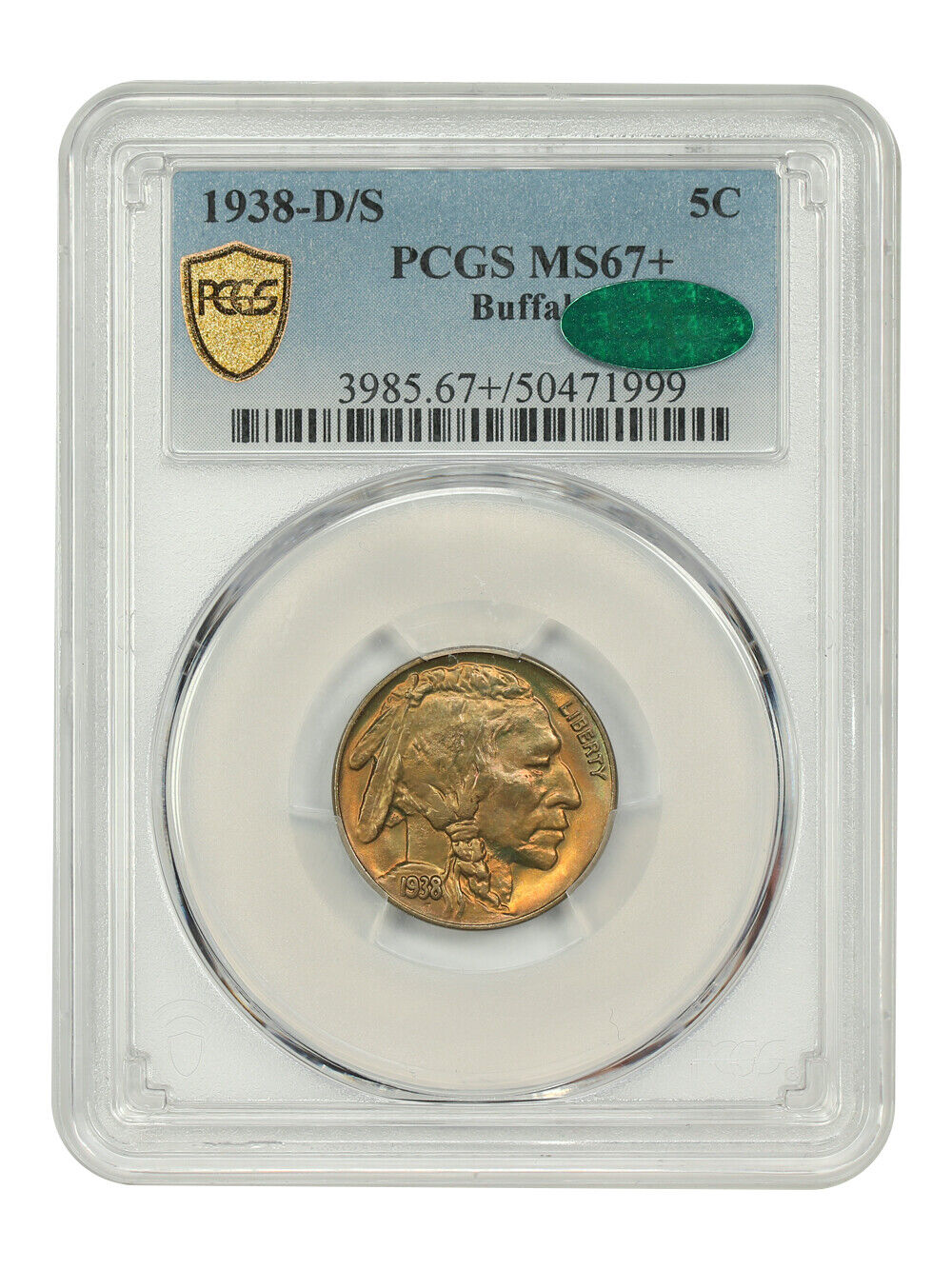 1938-D/S 5C Buffalo PCGS/CAC MS67+ - Buffalo Nickel - Popular Variety