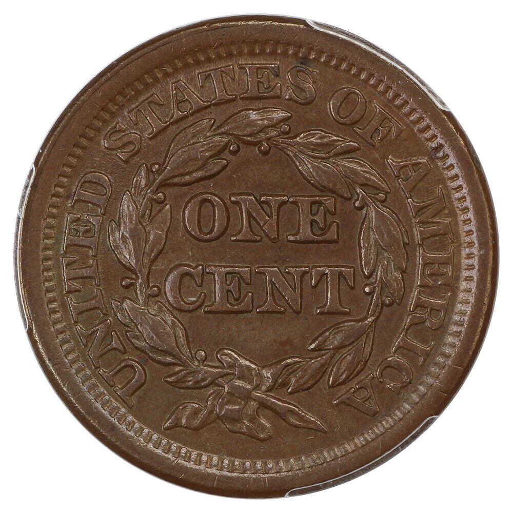 1854 1C PCGS AU58 - Braided Hair Cent