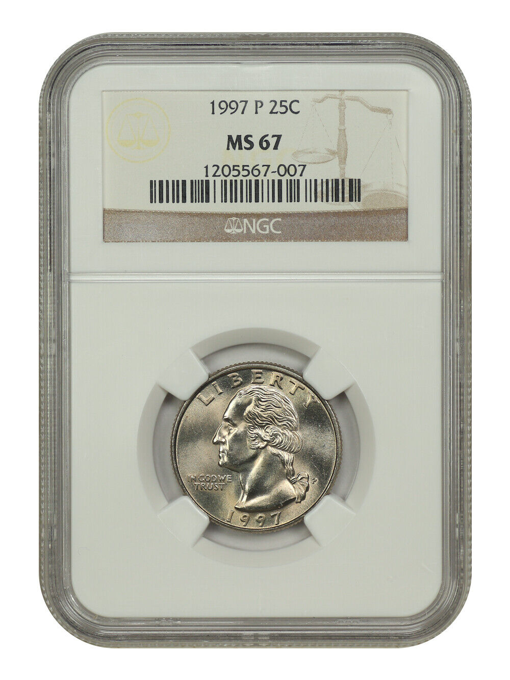 1997-P 25C NGC MS67 - Washington Quarter