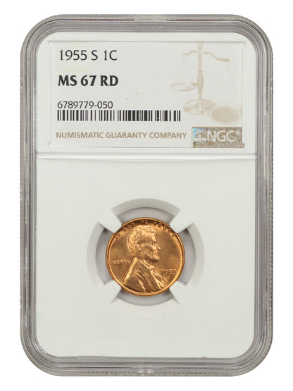 1955-S 1C NGC MS67RD