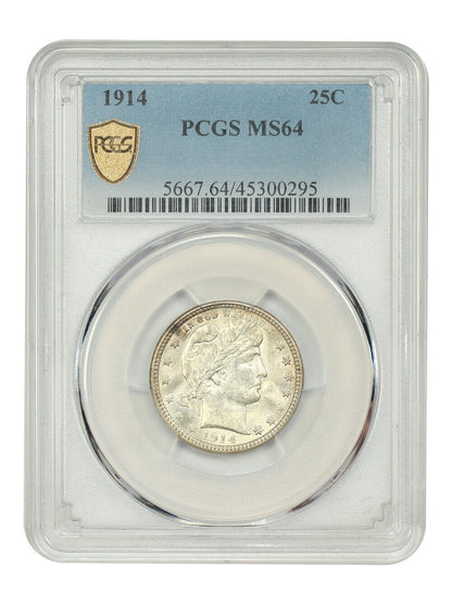 1914 25C PCGS MS64 - Barber Quarter