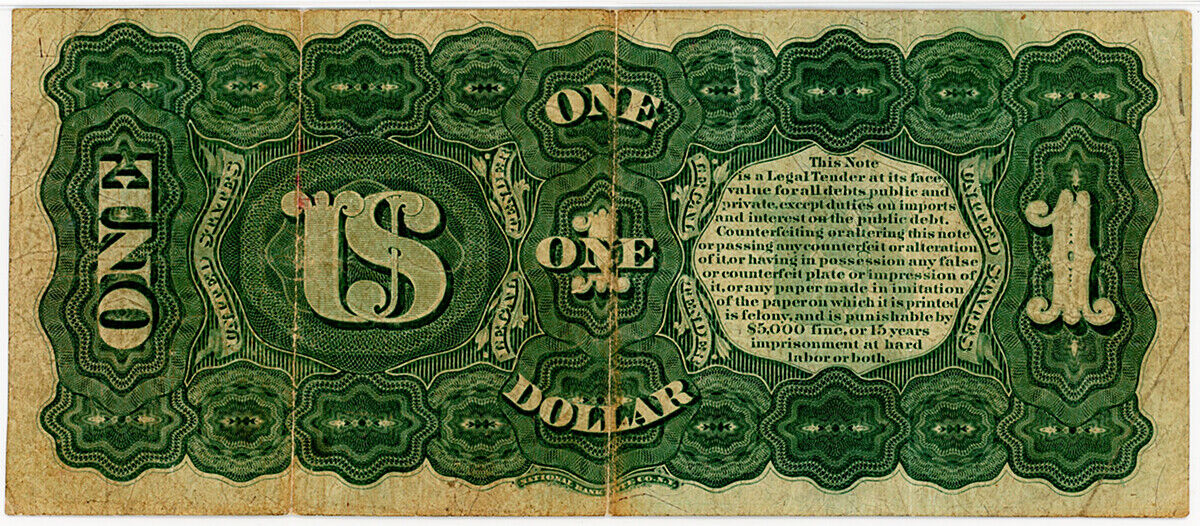 FR.18 1869 $1 Legal Tender PMG VF20