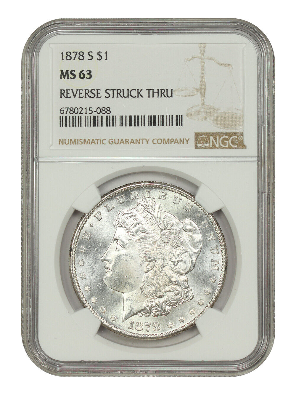 Mint Error: 1878-S $1 NGC MS63 (Reverse Struck Thru) - Morgan Dollar