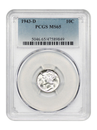 1943-D 10C PCGS MS65