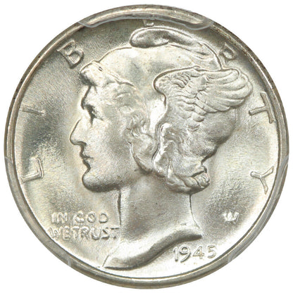 1945-D 10C PCGS/CAC MS67+FB - Mercury Dime