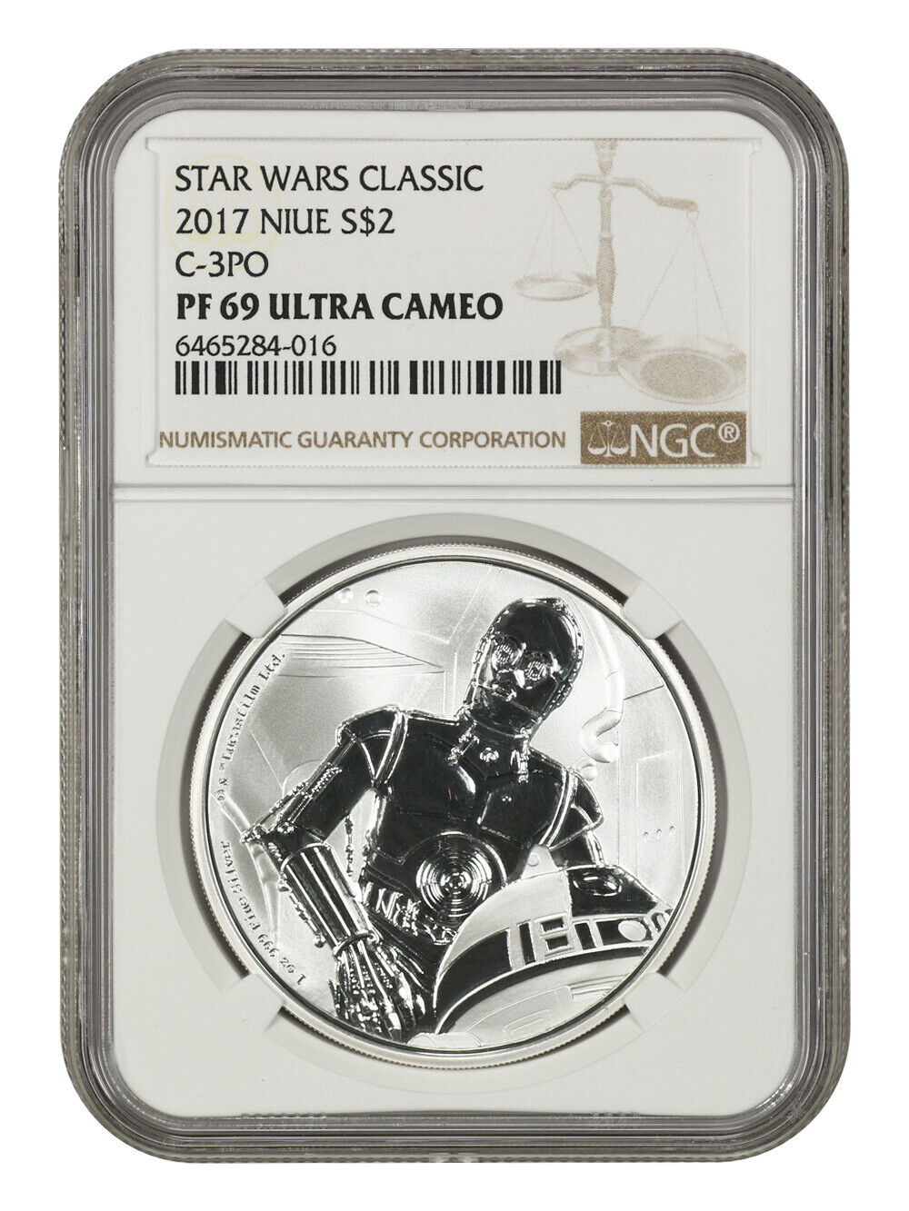 Niue: 2017 Star Wars C-3PO $2 NGC Proof 69 UCAM (With Box and COA)