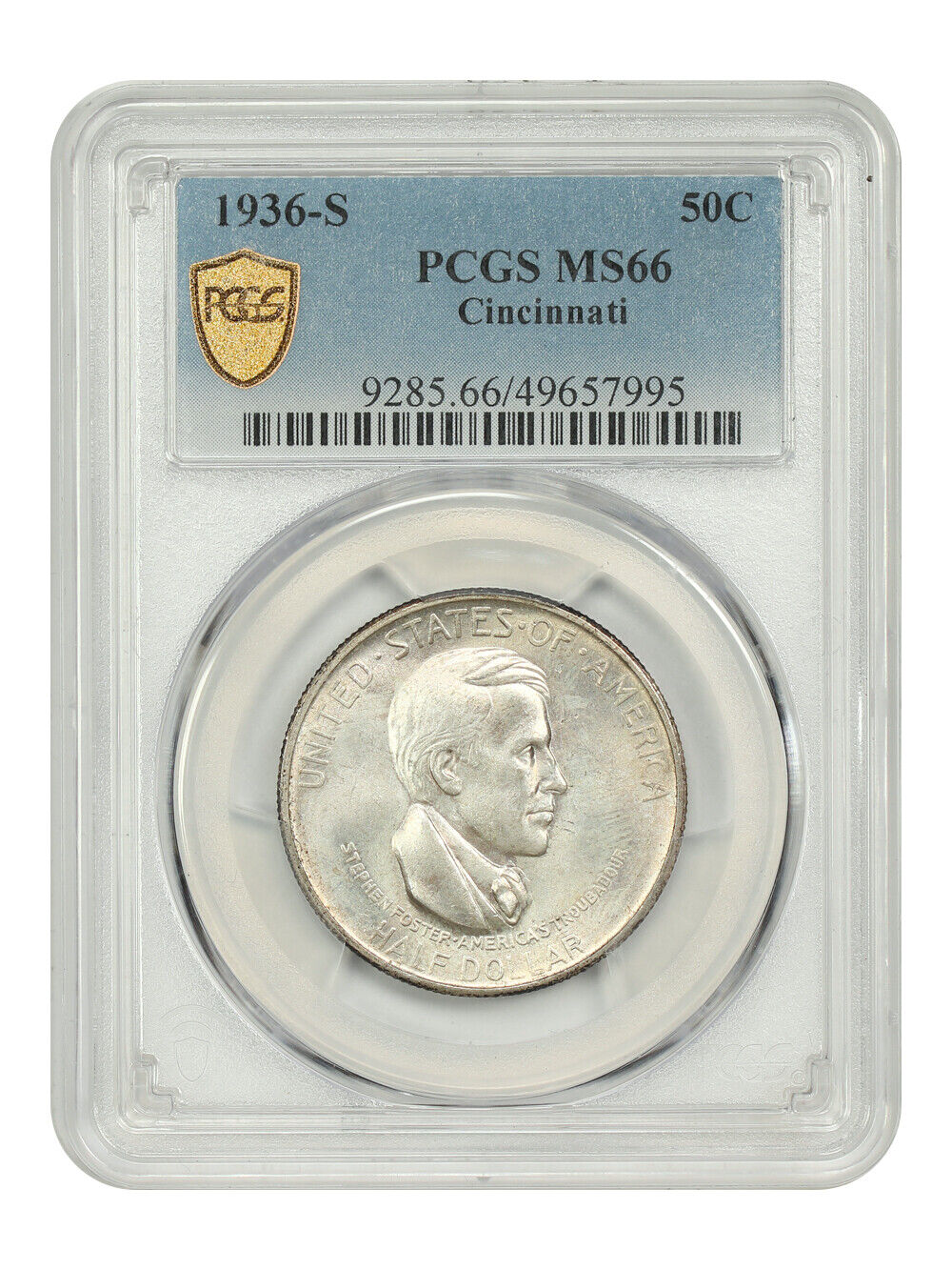 1936-S 50C Cincinnati PCGS MS66 - Classic Silver Commemorative