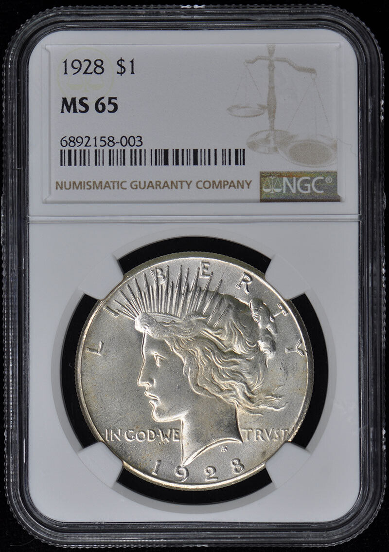 1928 Peace Dollar S$1 NGC MS65