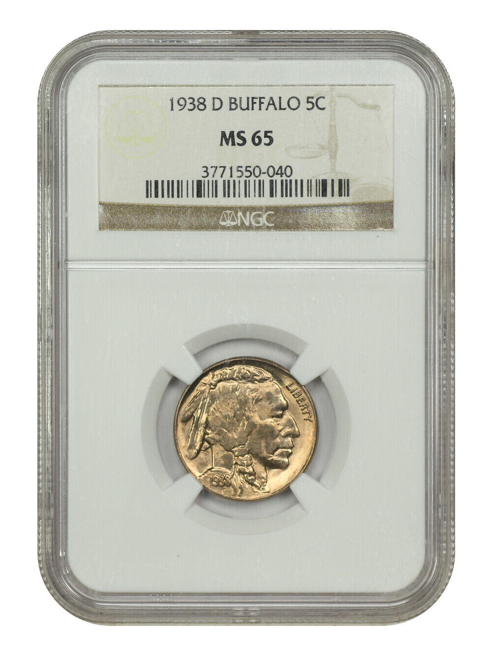 1938-D 5C Buffalo NGC MS65 - Buffalo Nickel