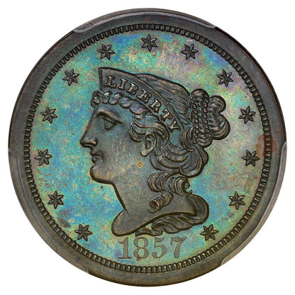 1857 1/2C PCGS PR65+BN ex: D.L. Hansen