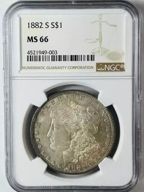 1882 S Morgan Silver Dollar NGC MS-66 Natural Toning!