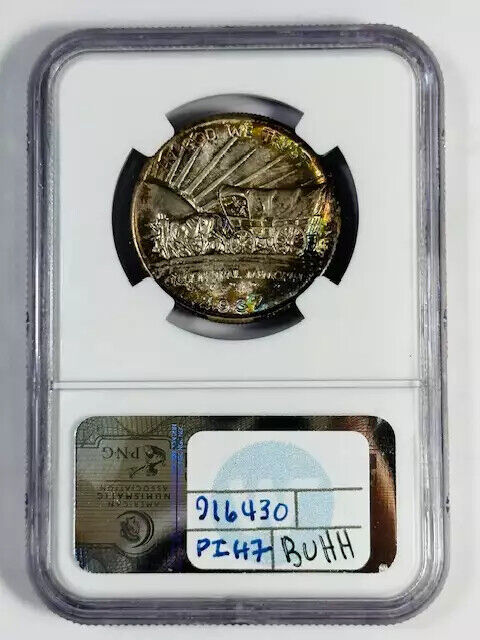 1937 D  Oregon Trail Memorial NGC MS-68 - Rainbow Toned!