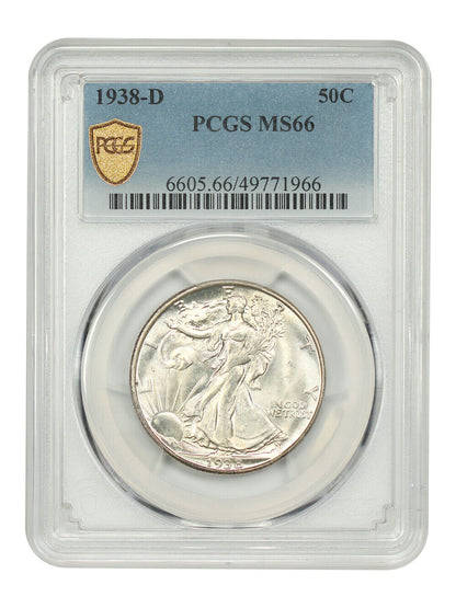 1938-D 50C PCGS MS66 - Walking Liberty Half Dollar - Low Mintage Issue