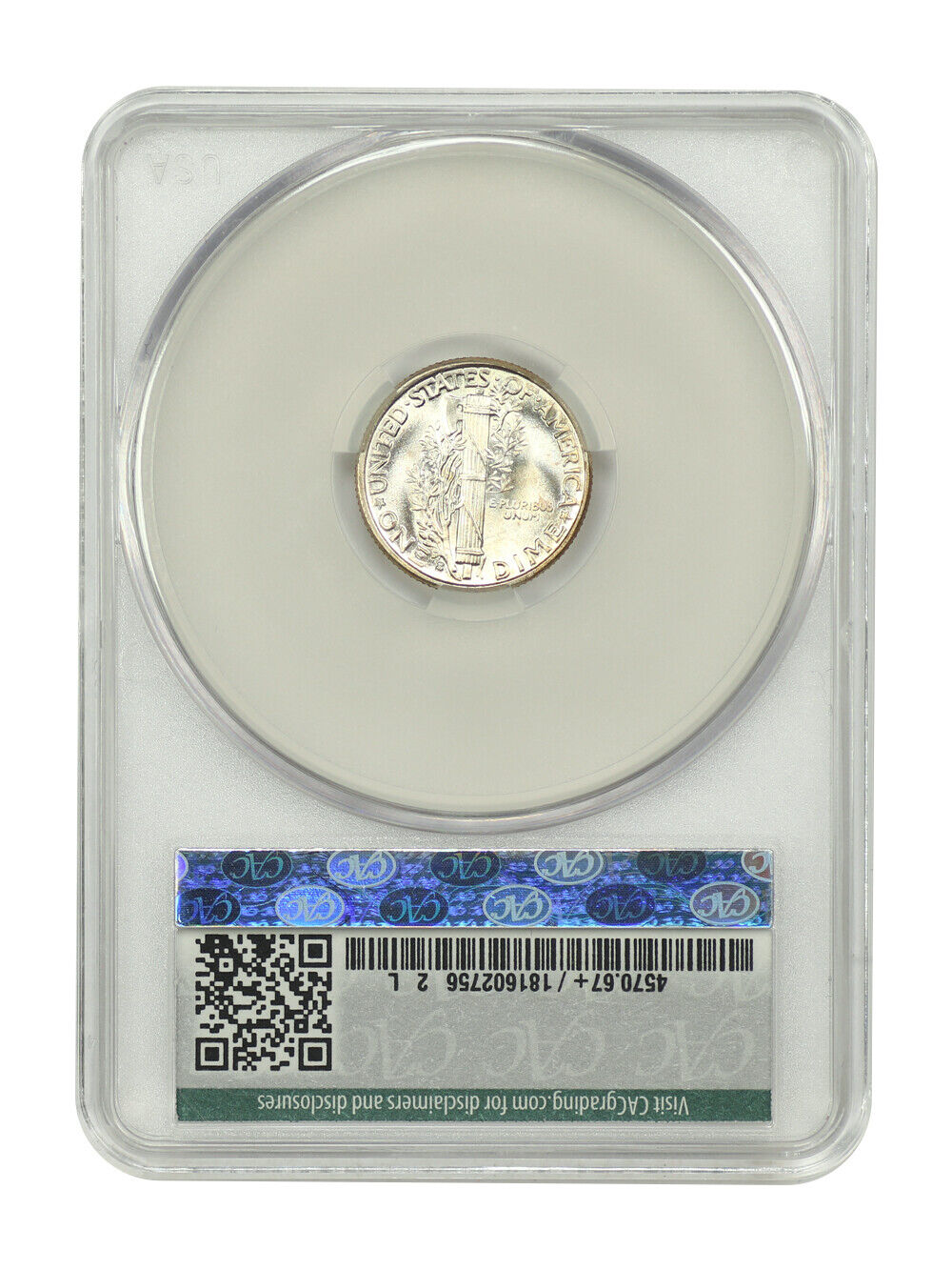 1929-S 10C CACG MS67+FB ex: D.L. Hansen - Mercury Dime