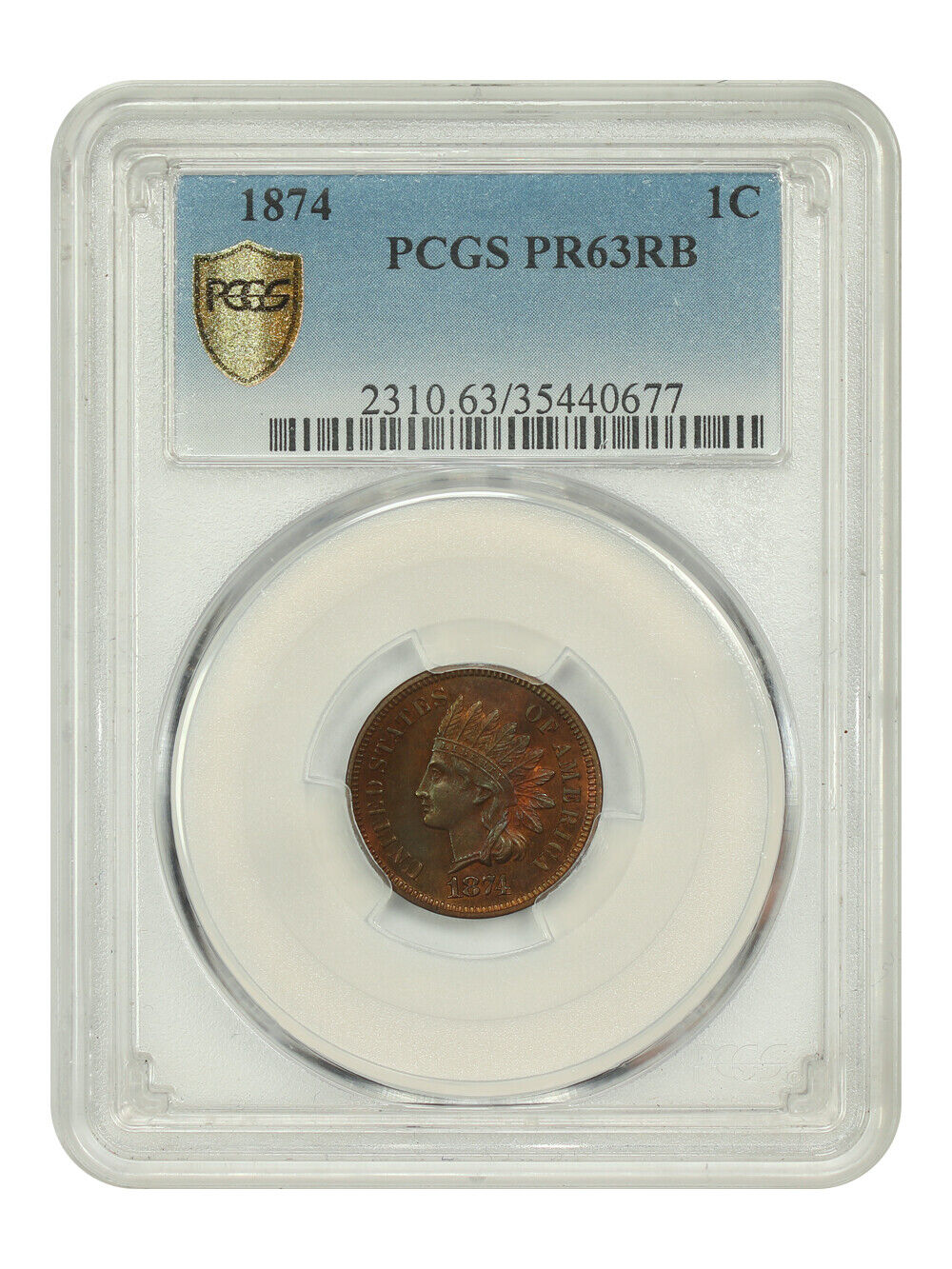 1874 1C PCGS PR63RB - Indian Cent - Popular Proof Issue