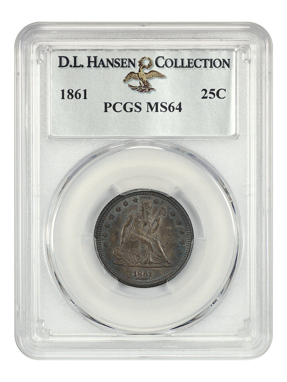 1861 25C PCGS MS64 ex: D.L. Hansen